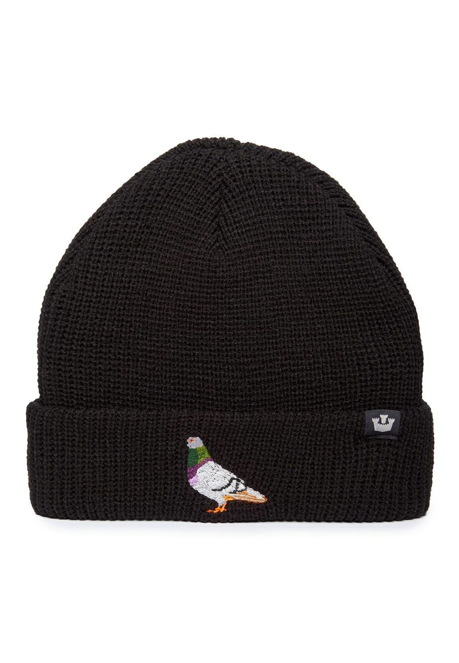 1761 The Farm Unisex Acrylic Cuffed Beanie, Black Ribbed Pigeon, One Size